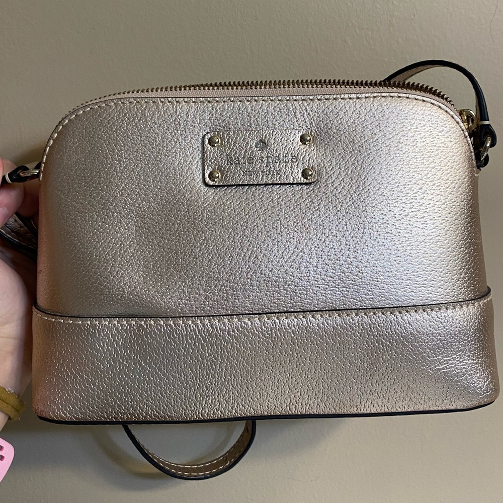 Kate Spade metallic rose gold crossbody shoulder bag